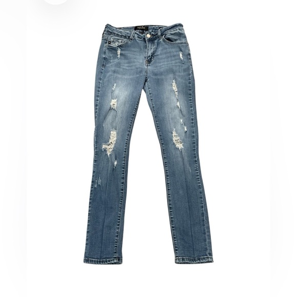 Judy Blue Denim - Judy Blue Skinny Fit Distressed Blue Jeans Size 7/28